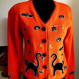 Vintage 90s Embellished Halloween Cardigan